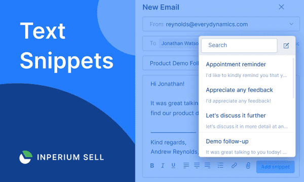 Announcing Reusable Text Snippets: Be More Productive and Professional in Your Daily Work in the Inperium Sell CRM