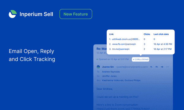 Announcing Email Open Tracking and Email Click Tracking: Improve Your Sales Processes with Details About Your Sent Messages